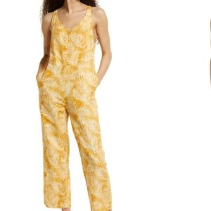 Rip Curl Palm Print Linen Blend Jumpsuit
